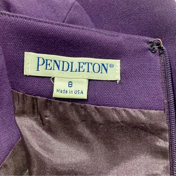 Pendleton 100% Virgin Wool Sleeveless Sheath Dress Purple Sz 8 Made in USA 2000s - Picture 12 of 16